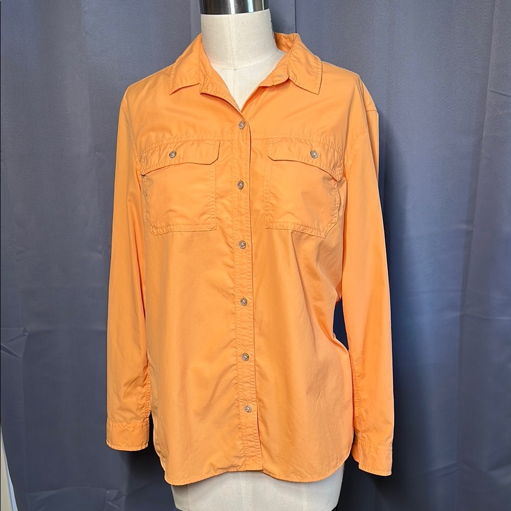 Eddie Bauer Orange Button Down Shirt Relaxed Notched Collar